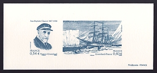 2007 54-60c France 'Jean-Baptiste Charcot; Ship Pourquoi-Pas' Compound Trial Color Proof Miniature Sheetlet, Deluxe Presentation Miniature Sheet