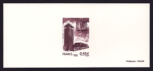 2008 55c France 'Le Havre' Trial Color Proof Miniature Sheetlet, Deluxe Presentation Miniature Sheet