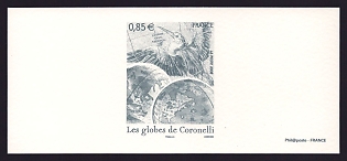 2008 85c France 'Globes of Vincenzo Coronelli' Trial Color Proof Miniature Sheetlet, Deluxe Presentation Miniature Sheet