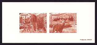 2008 65-88c France 'Prehistoric Animals' Compound Trial Color Proof Miniature Sheetlet, Deluxe Presentation Miniature Sheet