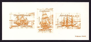 2008 55c France 'Famous Ships' Compound Trial Color Proof Miniature Sheetlet, Deluxe Presentation Miniature Sheet