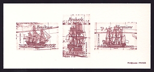2008 55c France 'Famous Ships' Compound Trial Color Proof Miniature Sheetlet, Deluxe Presentation Miniature Sheet