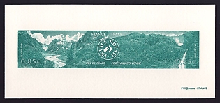 2008 85c France 'Glacier, France' Trial Color Proof Miniature Sheetlet, Deluxe Presentation Miniature Sheet