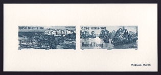 2008 55-85c France 'Seascapes of Viet Nam and France' Compound Trial Color Proof Miniature Sheetlet, Deluxe Presentation Miniature Sheet