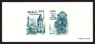 2008 55c France 'European Capitals Type of 2002' Compound Trial Color Proof Miniature Sheetlet, Deluxe Presentation Miniature Sheet