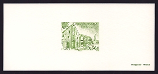 2009 56c France 'Abbey of Royaumont' Trial Color Proof Miniature Sheetlet, Deluxe Presentation Miniature Sheet