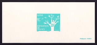 2009 55c France 'France Foundation, 40th Anniv' Trial Color Proof Miniature Sheetlet, Deluxe Presentation Miniature Sheet