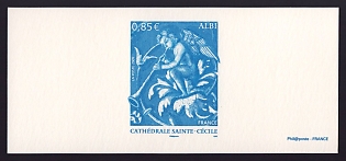 2009 85c France 'Angel, St. Cecilia Cathedral, Albi' Trial Color Proof Miniature Sheetlet, Deluxe Presentation Miniature Sheet