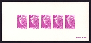 2009 73c-2.22€ France 'Marianne and Stars Type of 2008' Compound Trial Color Proof Miniature Sheetlet, Deluxe Presentation Miniature Sheet