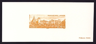 2009 70c France 'Papal Palace, Avignon' Trial Color Proof Miniature Sheetlet, Deluxe Presentation Miniature Sheet