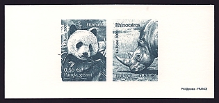 2009 56c France 'Endangered Animals' Compound Trial Color Proof Miniature Sheetlet, Deluxe Presentation Miniature Sheet