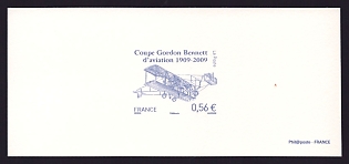 2009 56c France 'Gordon Bennett Aviation Cup, Cent' Trial Color Proof Miniature Sheetlet, Deluxe Presentation Miniature Sheet