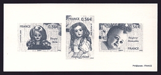 2009 56c France 'Dolls' Compound Trial Color Proof Miniature Sheetlet, Deluxe Presentation Miniature Sheet