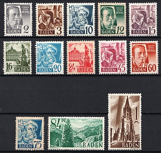 1947 Baden, French Zone of Occupation, Germany, Complete Set