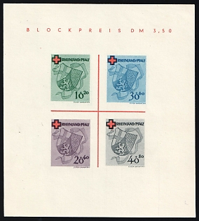 1949 Rhineland-Palatinate, French Zone of Occupation, Germany, Souvenir Sheet