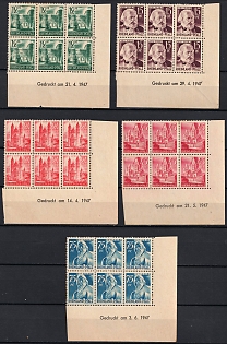 1947-48 Rhineland-Palatinate, French Zone of Occupation, Germany, Corner Marginal Blocks 3x2, Sheet Inscriptions
