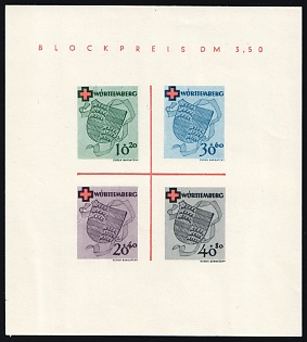 1949 Wurttemberg-Hohenzollen, French Zone of Occupation, Germany, Souvenir Sheet, Signed