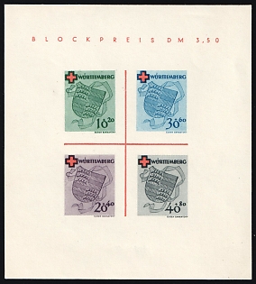 1949 Wurttemberg-Hohenzollen, French Zone of Occupation, Germany, Souvenir Sheet