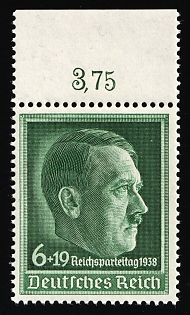 1938 6pf Third Reich, Germany, Complete Set, Margin, Plate Number