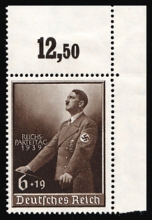 1939 6pf Third Reich, Germany, Complete Set, Corner Margin, Plate Number