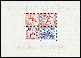 1936 Third Reich, Germany, Souvenir Sheet