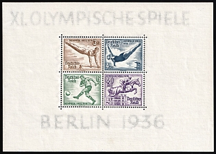 1936 Third Reich, Germany, Souvenir Sheet