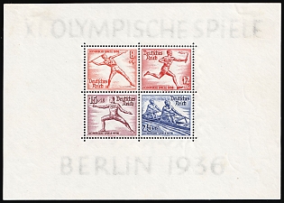 1936 Third Reich, Germany, Souvenir Sheet
