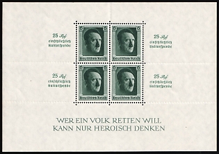 1937 Third Reich, Germany, Souvenir Sheet