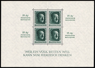 1937 Third Reich, Germany, Souvenir Sheet