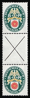 1929 8pf Weimar Republic, Germany, Se-tenant, Zusammendrucke