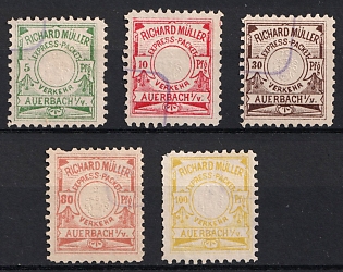 1887 Auerbach i. Vogtland, Germany Local Post, Private City Mail, Violet Rectangular Cancellations