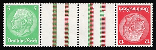 1933 Third Reich, Germany, Gutter Pair, Tete-beche, Se-tenant, Zusammendrucke