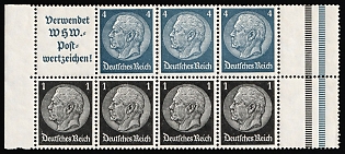 1939 3x4pf, 4x1pf Third Reich, Germany, Se-tenant, Zusammendrucke, Booklet pane, Margin