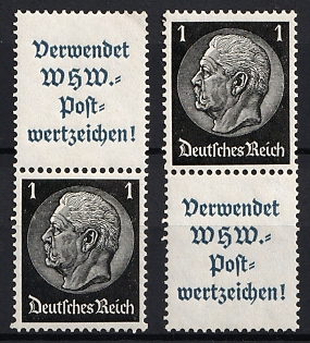 1939 1pf Third Reich, Germany, Se-tenants, Zusammendrucke