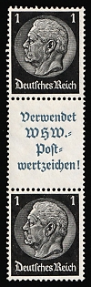 1939 1pf Third Reich, Germany, Se-tenant, Zusammendrucke