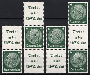 1939 6pf Third Reich, Germany, Se-tenants, Zusammendrucke