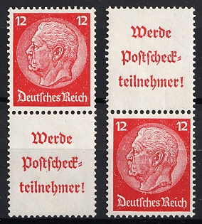 1939 12pf Third Reich, Germany, Se-tenants, Zusammendrucke