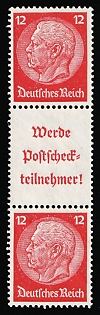 1939 12pf Third Reich, Germany, Se-tenant, Zusammendrucke