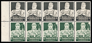 1934 5x4pf, 5x6pf Third Reich, Germany, Se-tenant, Zusammendrucke, Booklet pane