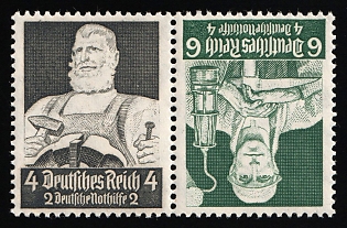 1934 Third Reich, Germany, Tete-beche, Se-tenant, Zusammendrucke