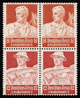1934 Third Reich, Germany, Se-tenant, Zusammendrucke, Block of Four