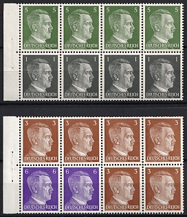 1941 4x5pf, 4x1pf, 2x6pf, 6x3pf Third Reich, Germany, Se-tenants, Zusammendrucke, Booklet panes