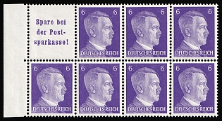1941 7x6pf Third Reich, Germany, Se-tenant, Zusammendrucke, Booklet pane