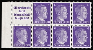 1941 7x6pf Third Reich, Germany, Se-tenant, Zusammendrucke, Booklet pane