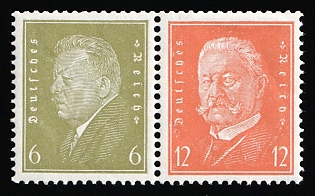 1932 Weimar Republic, Germany, Se-tenant, Zusammendrucke