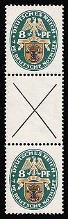 1928 8pf Weimar Republic, Germany, Se-tenant, Zusammendrucke