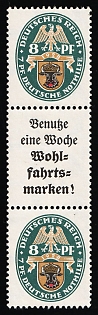 1928 8pf Weimar Republic, Germany, Se-tenant, Zusammendrucke