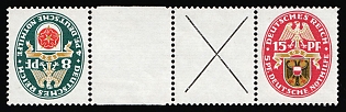 1929 Weimar Republic, Germany, Gutter Pair, Tete-beche, Se-tenant, Zusammendrucke