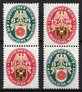 1929 Weimar Republic, Germany, Se-tenants, Zusammendrucke