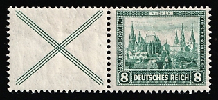 1930 8pf Weimar Republic, Germany, Se-tenant, Zusammendrucke